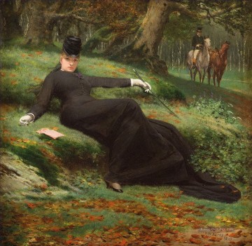 the fall or the accident Ölbilder verkaufen - Rendez vous in the Bois de Boulogne Jan van Beers woman